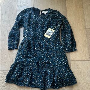 Trovata Long Sleeve Dress in Dark Blue with Floral Pattern